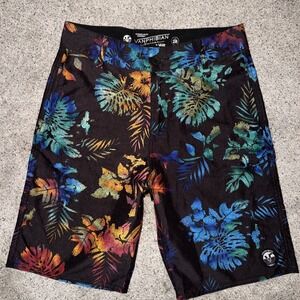 Vans Vanphibian Board Shorts Mens Size 28 Gray Floral Hawaiian Skater Beach Swim
